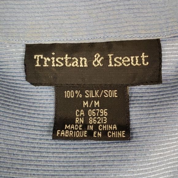 100% SILK Tristan & Iseut Silk Blue Blouse Shirt - Picture 9 of 9